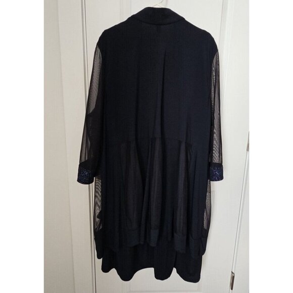 R&M Richards Woman 2 Piece Dress Suit Navy with Blue Embellishments Quiet Luxury - Picture 4 of 16